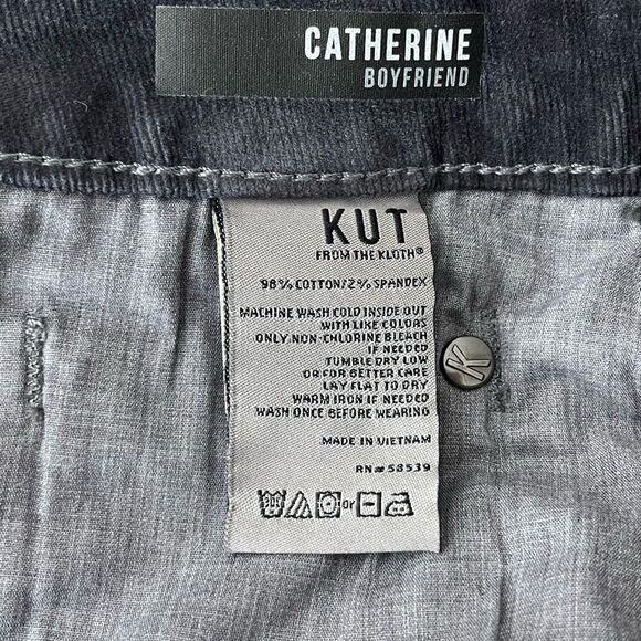 Kut from the‎ Kloth Womens Corduroy Catherine Boyfriend Jeans Pebble Size 16 NWT - Picture 7 of 11